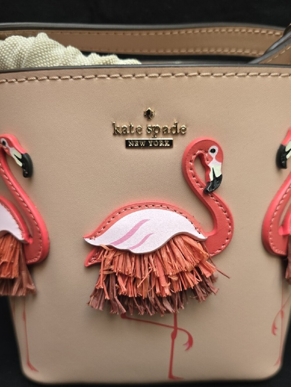 Kate Spade Pink Flamingo Appliqué Bucket Bag - Picture 2 of 5